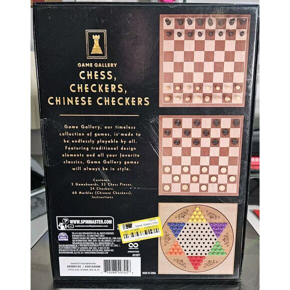 Classic Games Chess Checkers & Tic Tac Toe Includes Double Sided Game Board - Picture 2 of 2